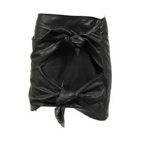 Isabel Marant Étoile Black Lamb Leather Twist Bow Tie Knot Skirt 40